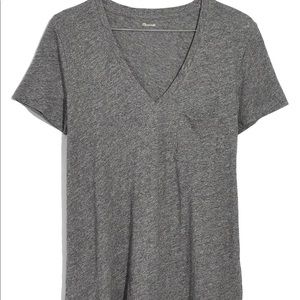 Madewell Grey Cotton V-Neck T-Shirt